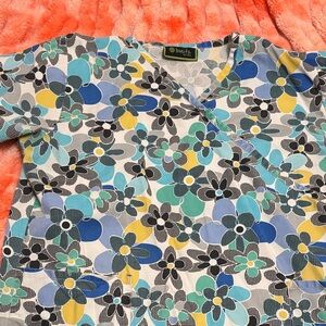 Floral Women's Scrub Top